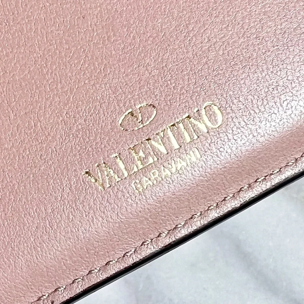 Valentino Garavani Blush Pink Rockstud Card Holder